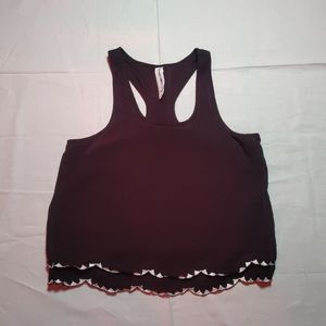 Bethany Mota Tank Top Women's XS Black Sleeveless Fringe Round Neck Racerback
